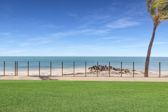 property view of water featuring a beach view