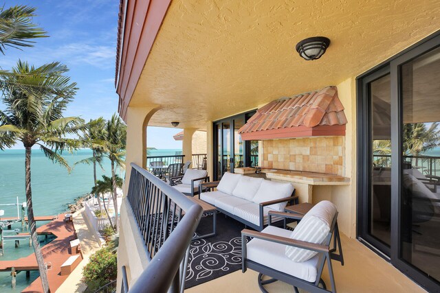 balcony with a water view