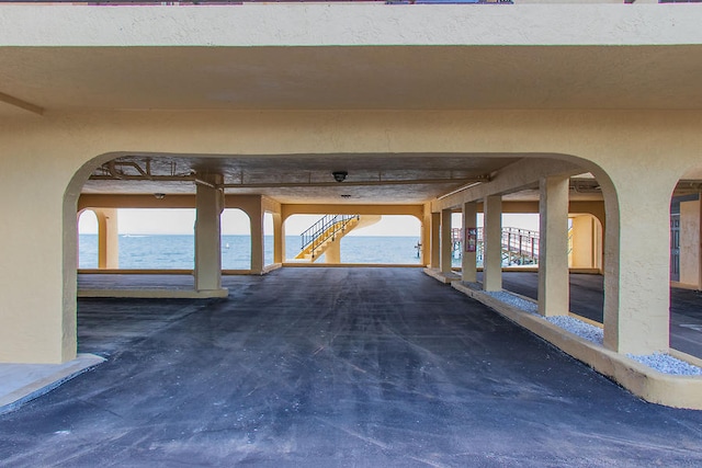 view of patio / terrace with a water view