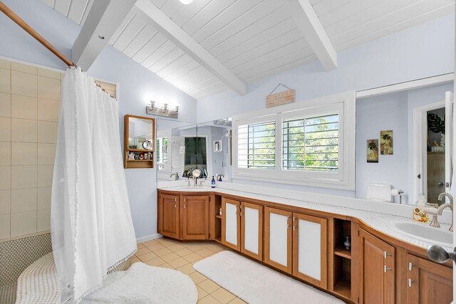 835 70th St, Gulf, Marathon, FL 33050 - bathroom featuring tile patterned flooring, double vanity, and a tile shower