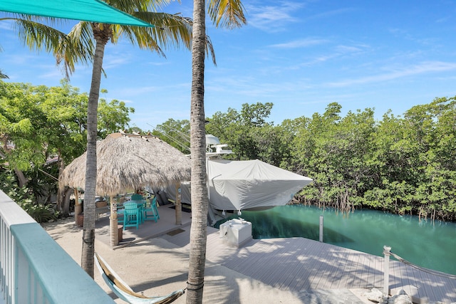 835 70th St, Gulf, Marathon, FL 33050 - dock featuring a water view and a gazebo