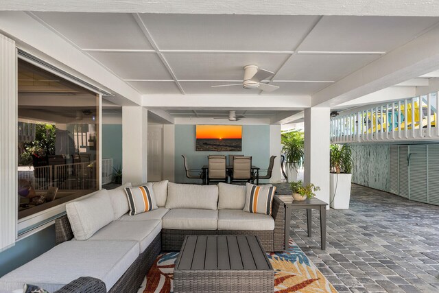 835 70th St, Gulf, Marathon, FL 33050 - view of patio / terrace featuring an outdoor hangout area, ceiling fan, and outdoor dining area