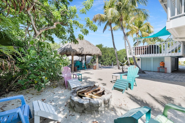 835 70th St, Gulf, Marathon, FL 33050 - view of patio / terrace with a fire pit and a gazebo