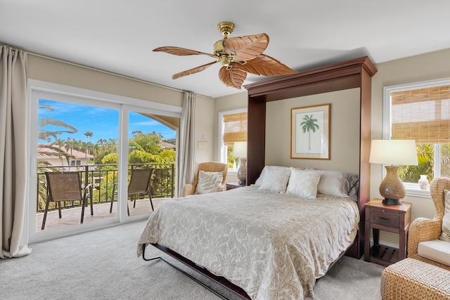 210 14th St, Key Colony, FL 33051 - bedroom featuring access to outside, ceiling fan, and carpet