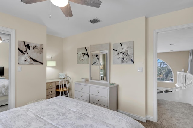 210 14th St, Key Colony, FL 33051 - carpeted bedroom with a ceiling fan, visible vents, and baseboards