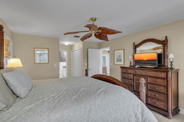 210 14th St, Key Colony, FL 33051 - bedroom featuring ceiling fan, visible vents, and a closet
