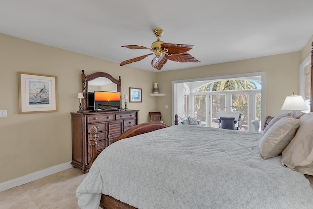 210 14th St, Key Colony, FL 33051 - bedroom featuring access to outside, baseboards, and a ceiling fan