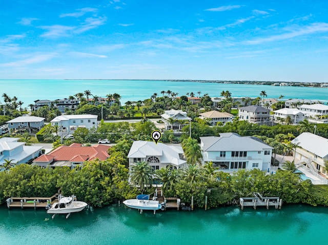 210 14th St, Key Colony, FL 33051 - aerial view featuring a water view and a residential view