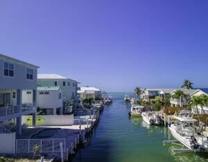 property view of water with a dock