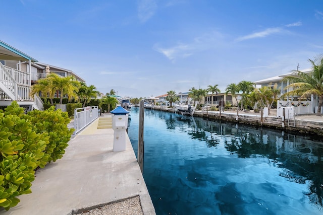dock area with a water view