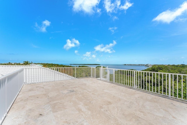 view of patio / terrace featuring a water view