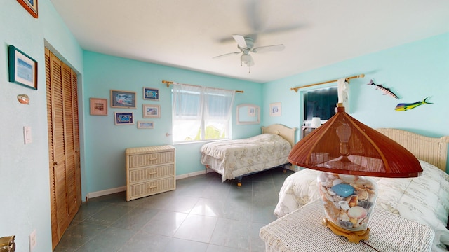 1W Cooks Is, Big Pine, FL 33043 - tiled bedroom featuring a closet and a ceiling fan