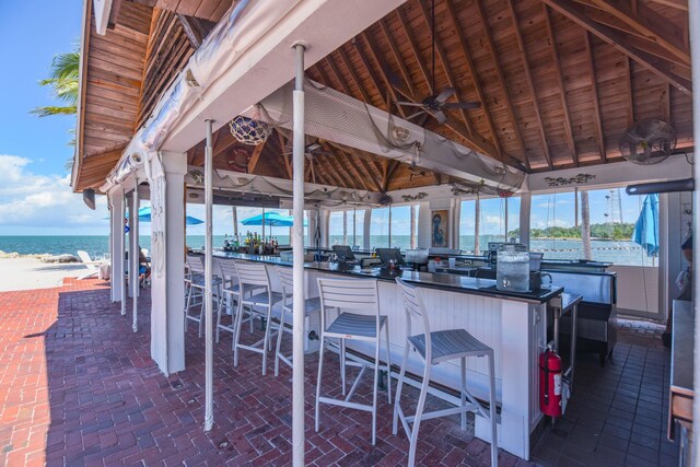 2600 Overseas Hwy Unit 5, Marathon, FL 33050 - view of patio / terrace featuring a gazebo, ceiling fan, and a water view