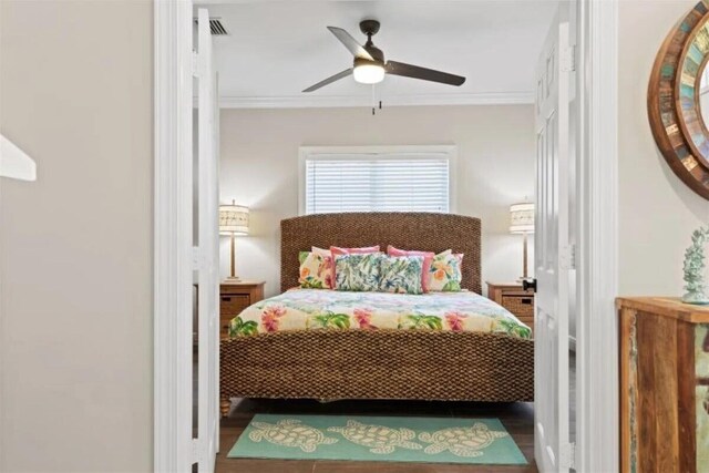 7202 Simran Ln, Duck, FL 33050 - bedroom featuring ornamental molding and ceiling fan