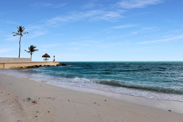 view of water feature with a view of the beach