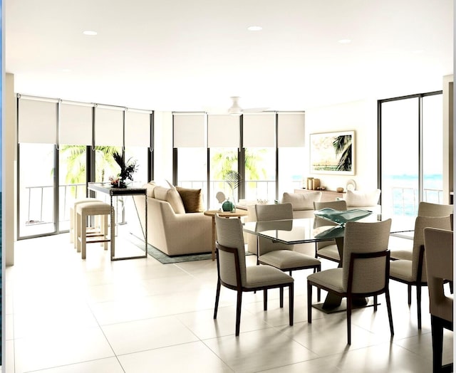 dining room featuring floor to ceiling windows