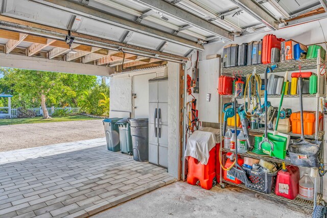 garage with built in refrigerator