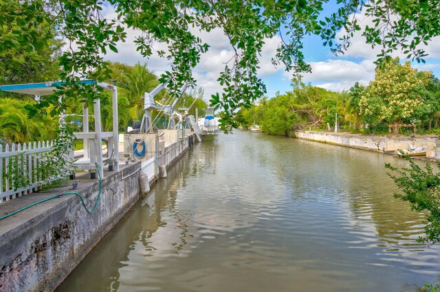 view of dock featuring a water view