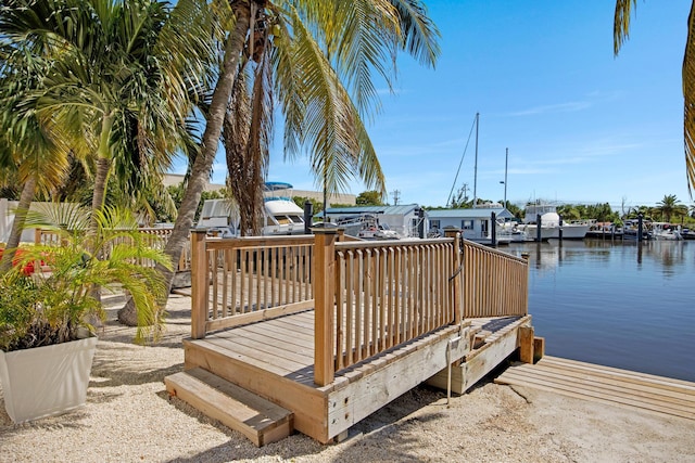 view of dock featuring a water view