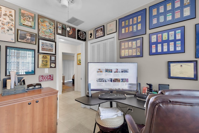 1103 Indies Dr, Duck, FL 33050 - tiled office featuring a ceiling fan