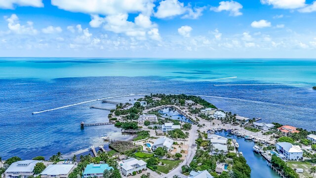 birds eye view of property featuring a residential view and a water view