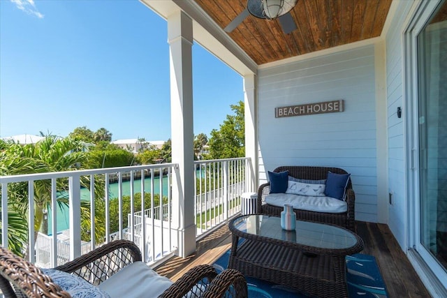 219 Sombrero Beach Rd Unit 2, Marathon, FL 33050 - balcony featuring a water view and a ceiling fan