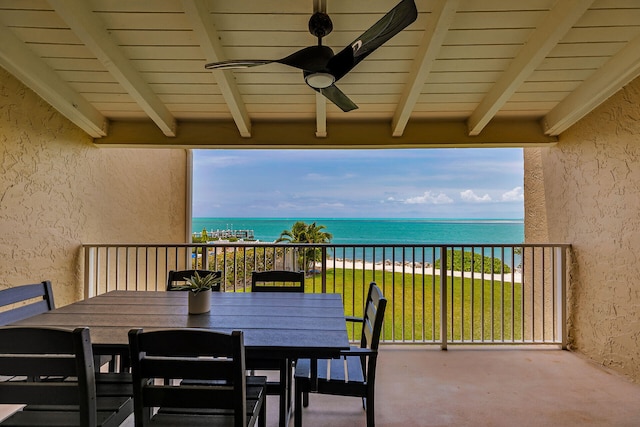 1133 Ocean Dr Unit 4, Marathon, FL 33050 - balcony featuring a water view and a ceiling fan
