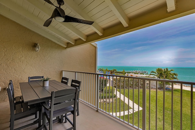 1133 Ocean Dr Unit 4, Marathon, FL 33050 - balcony featuring a water view and ceiling fan