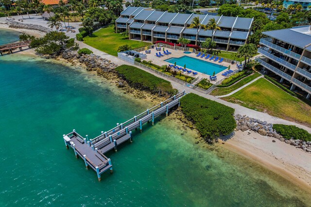 1133 Ocean Dr Unit 4, Marathon, FL 33050 - aerial view of a nearby body of water and a pool area