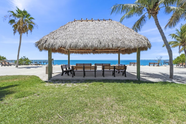 1101 Ocean Dr Unit 29, Key Colony, FL 33051 - view of property's community with a gazebo, a lawn, and a water view