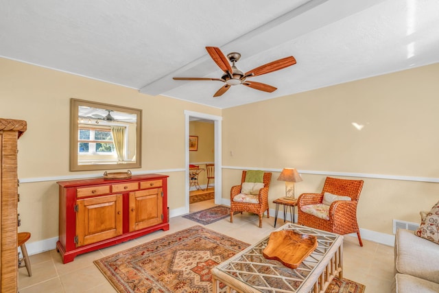 30985 Hibiscus Dr, Big Pine, FL 33043 - sitting room featuring a ceiling fan and light tile patterned floors