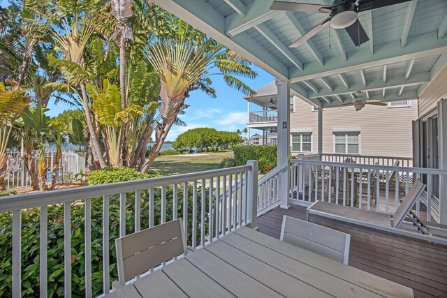 5081 Sunset Village Dr, Duck, FL 33050 - deck with ceiling fan