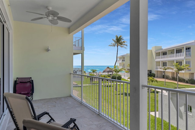 501 Ocean Dr Unit 17, Key Colony, FL 33051 - balcony featuring a ceiling fan and a water view