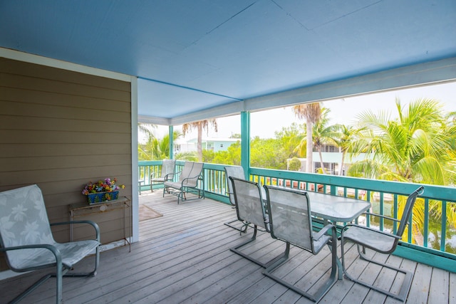 22878 Privateer Dr, Cudjoe, FL 33042 - wooden terrace featuring outdoor dining space