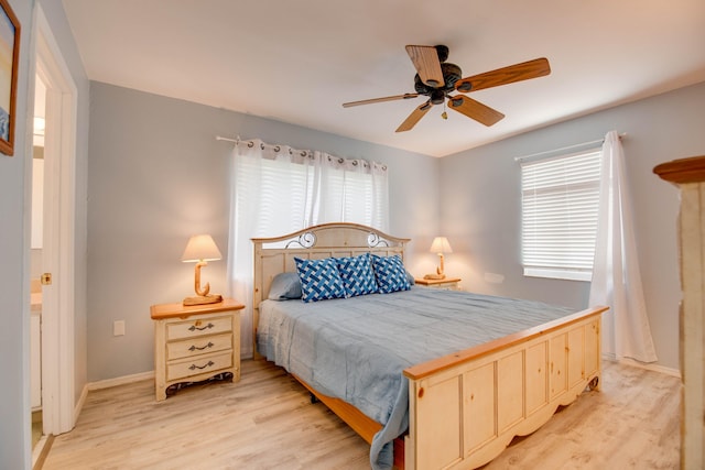 22878 Privateer Dr, Cudjoe, FL 33042 - bedroom featuring light wood-style floors and a ceiling fan