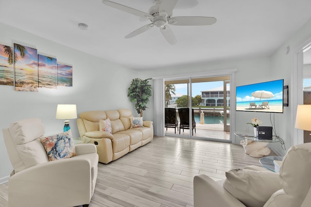 389 Anglers Dr Unit 105, Marathon, FL 33050 - living area featuring light wood-style flooring and ceiling fan