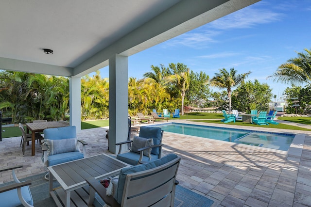 view of patio / terrace with an outdoor pool