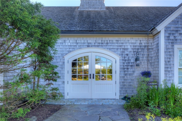 doorway to property featuring french doors