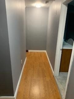 hallway featuring wood-type flooring