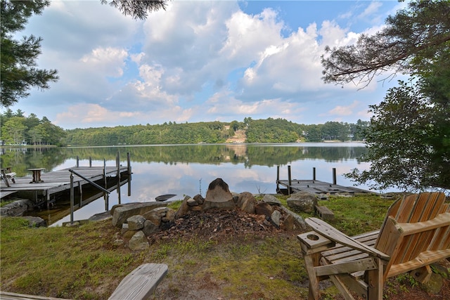 dock area featuring a water view