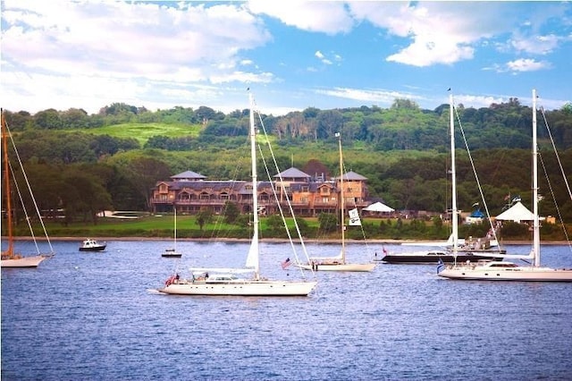 view of play area featuring a water view