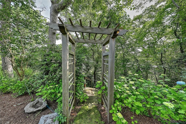 exterior space with a pergola