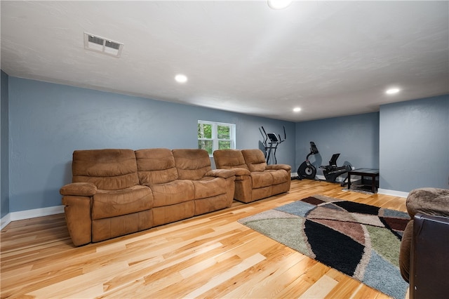 living room featuring light wood-type flooring