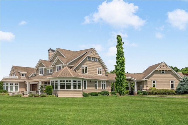 craftsman-style house featuring a front lawn