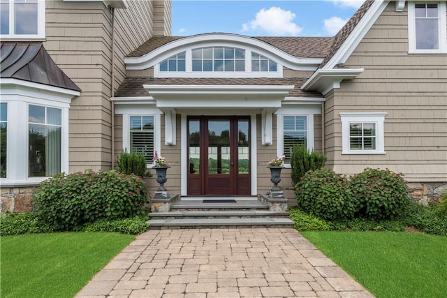 property entrance with french doors