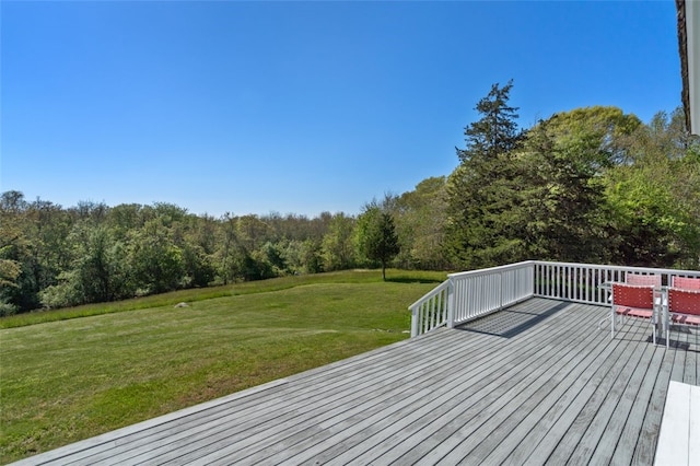 wooden terrace with a yard