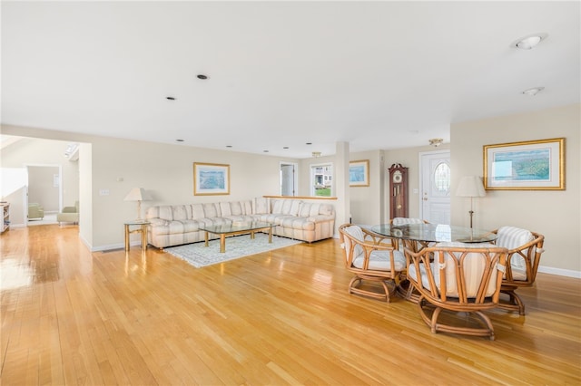 interior space with light hardwood / wood-style floors