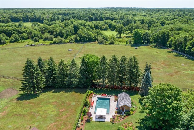 aerial view with a rural view