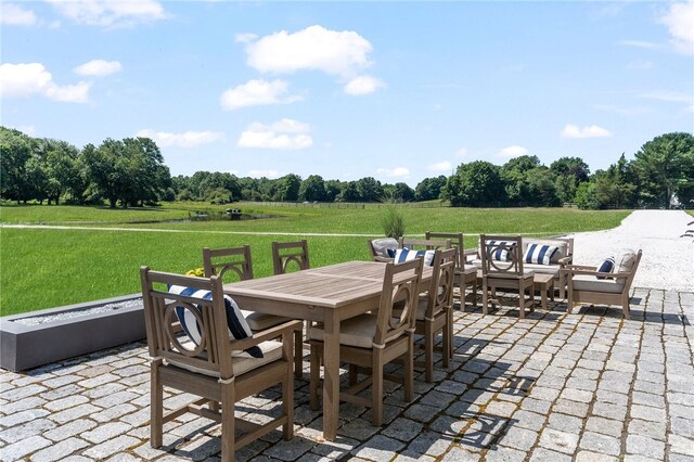 view of patio / terrace featuring a rural view