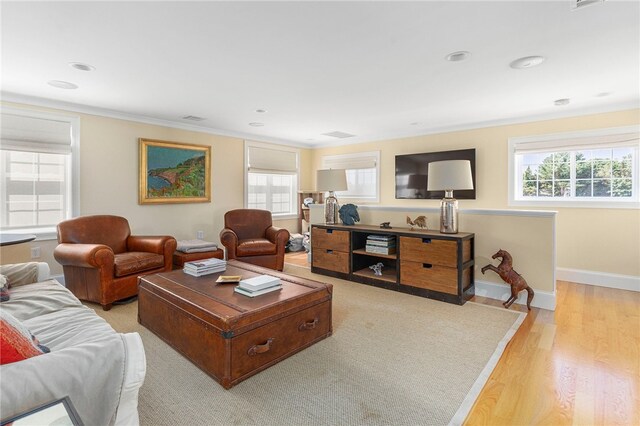 living room with light wood-type flooring